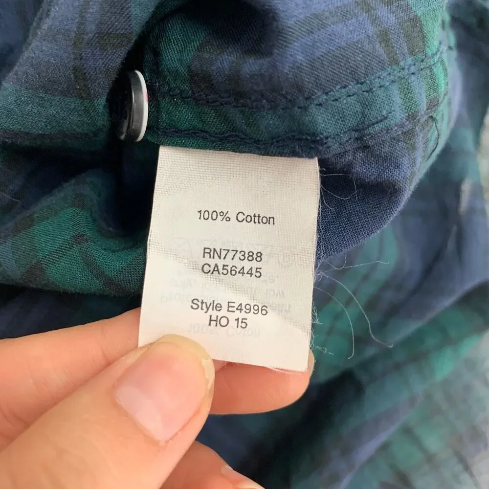 J Crew Popover Shirt Womens M Medium Plaid Beaded Pockets Half Button Oversized